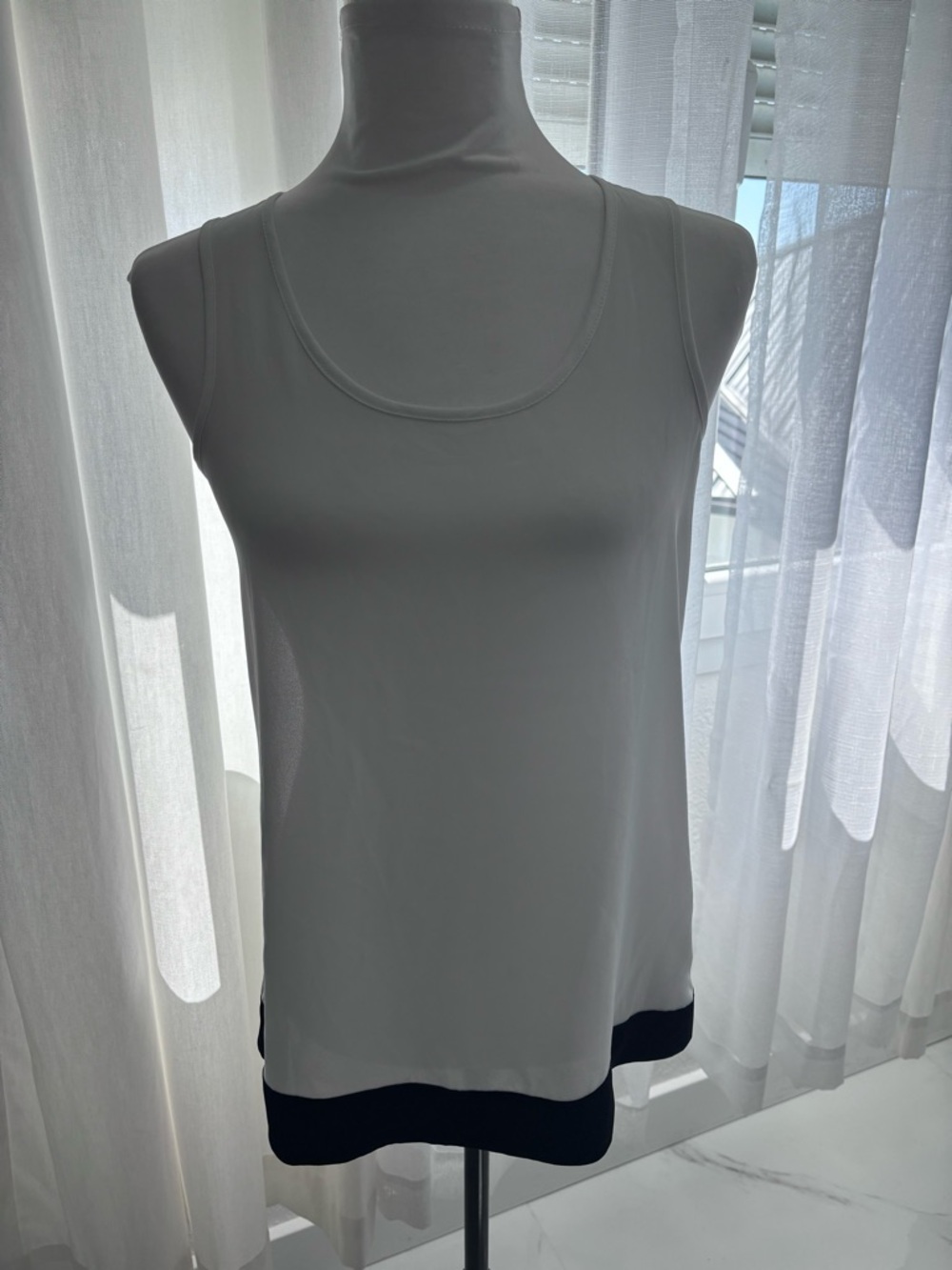 Express White Tank Top with Black Hem